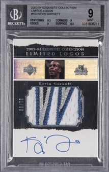 2003-04 UD "Exquisite Collection" Limited Logos #KG Kevin Garnett Signed Card (#033/75) - BGS MINT 9/BGS 10